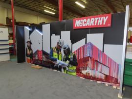 Gravitee Modular Inline Exhibit with Direct and Dimensional Print Graphics, LED Halo Lighting, and Monitor Mount